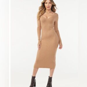 Sofia by Sofia Vergara Camel Long Sleeve Dress